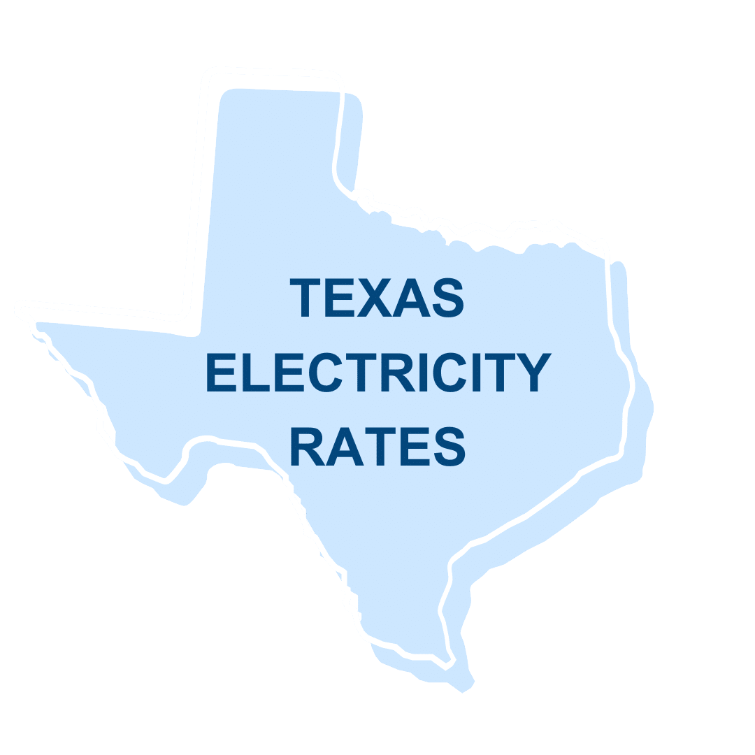 State of Texas outline with "texas electricity rates" overlay